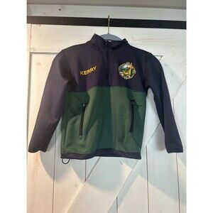 Ireland Kids Kerry GAA Quarter-Zip Pullover Navy & Green Size 5/6 Dolman